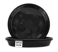 vsshe 5pcs Platillos para Plantas, Platos de plástico para macetas de 30cm Mediterránea, Plato Maceta Redondo, bajoplatos Redondos para tiestos de Interior, Exterior, jardín, terraza o balcón (Negro)