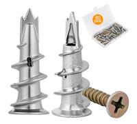 vsshe Fijaciones para placas de yeso, 60 unidades, tacos y tornillos de pared de metal, tapones originales de cavidad dorada resistente, agarre más fuerte, calidad duradera para paneles de yeso