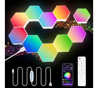 vsshe Hexagonal LED Pared Luces 10pcs RGB Gaming Panel, 16 Millones Colores Paneles LED Hexagonal, Sincronización de Música Hexagonales Gamer Habitacion Pared Decoracion Lampara Smart App