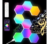 vsshe Hexagonal LED Pared Luces 8pcs RGB Gaming Panel, 16 Millones Colores Paneles LED Hexagonal, Sincronización de Música Hexagonales Gamer Habitacion Pared Decoracion Lampara Smart App