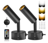 vsshe Lámpara de pared LED 2 Pcs, Aplique de Pared Interior Orientable, Apliques Pared Interior Giratoria de 360°, 3 Colores y 3 Niveles, Focos para Hogar, Museos y Galerías