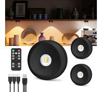 vsshe Luz de Armario, 3 Pcs Luz Mueble Cocina, Lámpara Nocturna Recargable con 5 Niveles de Brillo y 3 Colores de LED, Bajo Lámpara de Gabinete para Pasillo, Escalera, Sótano, Cocina, Garaje