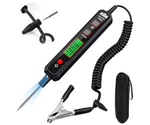 vsshe Probador de Circuito Automotriz de 0.8-100V con Voltímetro, Luz de Prueba de Pantalla de Retroiluminación LED Resistente, Probador de Tensión Bipolar, Probador de Voltaje de DC Bidireccional