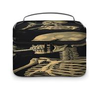 VstaDank Bolsa de aseo con diseño de esqueleto con cigarrillo ardiente para mujeres y hombres, bolsa de afeitado con cremallera, fácil de limpiar, portátil, bolsa de ducha, grande, impermeable, bolsa