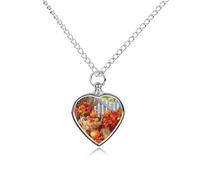 VstaDank Collar de urna de Acción de Gracias de otoño para cenizas, joyería personalizada para cremación de mascotas, colgante de urna de corazón, joyería conmemorativa para mascotas, perro, gato