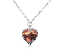 VstaDank Collar de urna de puesta de sol de Roma para cenizas, joyería de cremación personalizada para cenizas de mascotas, colgante de urna de corazón, joyería conmemorativa para mascotas, perro