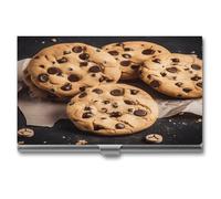 VstaDank Funda para tarjetas de visita de galletas de chocolate para hombres y mujeres, profesional, aleación de aluminio, tarjetero, delgada, con tapa, organizador de tarjetas de visita de metal