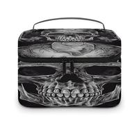 VstaDank Neceser de esqueleto de calavera para mujeres y hombres, bolsa de afeitado con cremallera, fácil de limpiar, portátil, bolsa de ducha, grande, impermeable, bolsa de cosméticos de viaje de