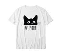 VSYNLOJN EW People Introvert Cat Lover Funny Crazy Cat Lady T-Shirt White M