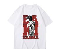 VSYNLOJN Grappler Baki Haman Graphic T Shirts White L