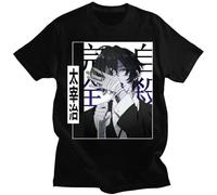 VSYNLOJN Japanese Comics Bungou Stray Dogs T-Shirt Black XXL