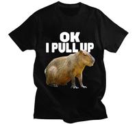 VSYNLOJN Ok I Pull Up Capybara Graphic Print T-Shirt Men's Black M
