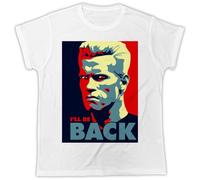 VSYNLOJN Terminator I'Ll BE Back Arnold Movie Poster Ideal Present Retro Tshirt White 3XL