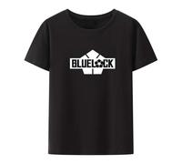 VSYNLOJN Tops Japanese Comics Cartoon Blue Lock Logo Men T-Shirt Black XL
