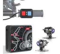 VSYSTO Motocicleta Dash CAM, Cámara de la Motocicleta Delantera y Trasera 130° Gran Angular 1080P, Impermeable DVR Deportivo con WiFi, Visión Nocturna, Monitor de Estacionamiento, Recordatorio de Aver