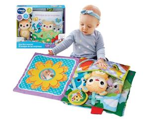 VTech-Baby Gran Libro sensorial El Bosque de Las sorpresas, Libro Grande de Tela, Interactivo, Elementos Móviles, Canciones y Melodías, Osito Separado, Regalo bebés +3 Meses, Versión ESP