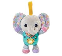 VTech - Peluche musical bebé Pequelefante, juguete bebés 3 meses, elefante de tela con diferentes texturas, tira de velcro para colgar, enseña vocabulario básico, Versión ESP