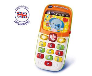 VTech-Baby Pequephone bilingüe, Juguete bebé +12 Meses, teléfono Infantil con Luces, Sonidos y Canciones en inglés y español, enseña números, Colores y Animales, Multicolor (80-138147)