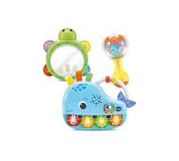 VTech - Set Musical Berta la Ballena, Piano Luminoso, Espejo pandereta y Maracas, Estimulación multisensorial, Desarrollo del Tacto, Regalo bebés +3 Meses, Versión ESP