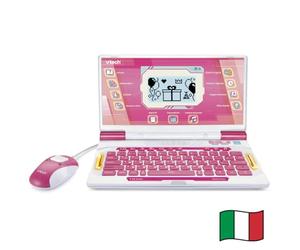 VTech bit Smart Genius Plus Rose, Computadora Interactiva Niño, Computadora con Ratón, 164 Actividades, Computadora Educativa Bilingüe Italiano e Inglés, Teclado QWERTY, Baterías Incluidas, 6-11