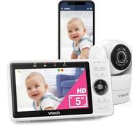 VTech - Cámara de bebé (5 Pulgadas, 1080p, visión panorámica de 120 °, visión Nocturna, Zoom Pan-Tilt a Distancia, Talco bidireccional, Funciona con iOS y Android, WiFi