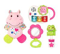 VTech - Canastilla de Juguetes, Estuche de Regalo para Bebé Recién Nacido Que Incluye Peluche Mordedor, Sonajero, Piano Interactivo y Espejo de Seguridad, Color Rosa (80-522057)