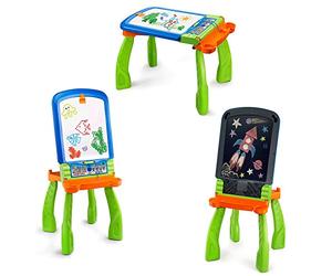 VTech DigiART - Caballete PequeARTista 3 en 1, pizarra electrónica interactiva que se transforma en tres juguetes, caballete mágico, pizarra con tiza y mesa de dibujo (3480-193522)