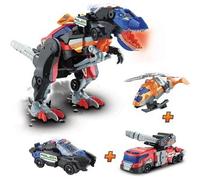 VTech - Switch&Go Dinos 4 en 1 Mega T-Rex S.O.S., Superdinosaurio Combinado de Tres vehículos de Emergencia, Dinosaurios y Figuras de acción, Juguete para niños +3 años, Versión ESP