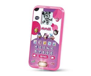 VTech - Disney Teléfono educativo de Minnie con pantalla retroiluminada y teclas táctiles, juguete interactivo Minnie Mouse, regalo para niños de 3 años a 7 años - Contenido en francés