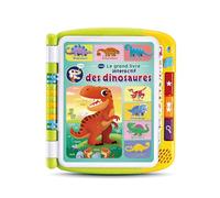 VTech - El Gran Libro Interactivo de los Dinosaurios, Imagier Sonore, Libro Táctil Niño, Dinosaurio Juguete Educativo, 14 páginas ilustradas e interactivas, Regalo Infantil a Partir de 3 años -
