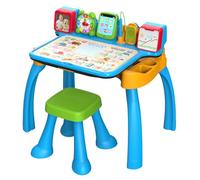 VTech - Escritorio Multiactividades 6 en 1 ¡CREA y Aprende! Centro Educativo Interactivo, Juguete Niños +3 Años, Pizarra, Música, Bloc de Notas, Tablet y Taburete, Letras, Números, Versión ESP