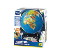 VTech Giramondo - Video globo terráqueo interactivo, mapamundi para niños con bolígrafo táctil y pantalla de 2,7 pulgadas, incluye 600 videos BBC, juegos educativos y cuestionarios, idioma italiano,