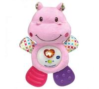 VTech HIPO Mordedor Hipopótamo de Peluche Musical y sonajero Que Ayuda a calmar y aliviar a tu Bebe con tiernas Frases, Canciones y melodías, Color Rosa (3480-502557)