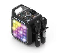 VTech - Karaoke Light Party Duo Silver Edition, Karaoke Portátil | Altavoz Potente con Bluetooth, 40W, incluye 2 micrófonos, función Quitar Voz, Panel táctil, 10 pilas AA, Versión ESP