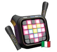 VTech Karaoke Light Party, micrófono Infantil para Karaoke con Altavoz, 2 micrófonos inalámbricos, conexión Bluetooth y Voz mágica, Efectos de Sonido, 25 Teclas para Pixel Art, Pilas Incluidas, 7+