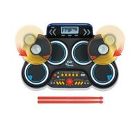 VTech Kidi DJ Drums, batería electrónica Infantil con Almohadillas Luminosas, platillos, Palillos, Bluetooth, Toma Jack para Auriculares, Aprendizaje y Juegos, Para niños a Partir de 6 años, francés