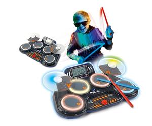 VTech Kidi DJ Drums, batería electrónica para niños con Almohadillas Luminosas, Juegos Musicales, Modo Bluetooth y micrófono Integrado, Baquetas Incluidas, Idioma Italiano, Pilas Incluidas, a Partir