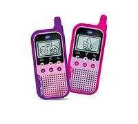VTech - Kidi Talkie Rose - Walkie Talkie Niños con Pantalla y Juegos, Juguete Electrónico Educativo - Versión Francesa