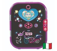 VTech KidiSecrets Selfie Music 2.0 Black Version, Diario Secreto Interactivo para niños con Doble cámara y MP3, Diario electrónico con Teclado, Idioma Italiano, Pilas Incluidas, 6 años