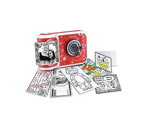 VTech KidiZoom PrintCam (rojo), cámara instantánea digital para niños con impresora integrada, grabación de video, efectos especiales, juegos divertidos y creador de tiras de cómics, batería