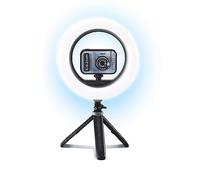 VTech KidiZoom Video Studio PRO, cámara digital infantil, fotografía, selfie, vídeo HD, pantalla a color con anillo Light, trípode, fondo y guantes verdes, regalo de 7 años a 14 años - Contenido en francés