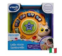 VTech Lello Riccio Pandereta, Juego Musical Interactivo para niños con Modo Aprendizaje y Baile, Tambor Infantil con 50 Frases y Canciones, Idioma Italiano, Pilas Incluidas, 18-36 Meses
