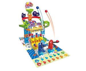 VTech - Marble Rush Juegos de competición, Juguete de construcción, Circuito de canicas, 62 Piezas, 12 canicas, 1 tapete de Juego de Doble Cara y 6 fichas, Regalo niños +4 años, Contenido Español