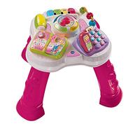 VTech - Mesita parlanchina 2 en 1, Juguete para Bebes +9 Meses, Mesa de Actividades con Panel extraíble, 6 Zonas interactivas, Color Rosa, Embalaje sostenible, SPB, versión ESP (3480-148087)