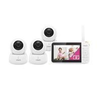 VTech Monitor de Video para bebé con 3 cámaras, Pantalla LCD de 5 Pulgadas, hasta 17 Horas de Video y 31 Horas de duración de la batería de Audio, visión Nocturna, Rango de 1000 pies, Zoom panorámico