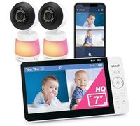 VTech Monitor inteligente de bebé WiFi de 2 cámaras con video FHD de 1080p, aplicación gratuita con video de movimiento, detección de sonido/movimiento y notificaciones, pantalla IPS de 7 pulgadas con