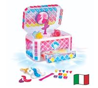 VTech Mosaic Magic Lights - Cofre joyero para niña, Luminoso, Personalizable con 200 Tarjetas de Mosaico, 4 Figuras Incluidas, melodías relajantes, Idioma Italiano, Pilas Incluidas, más de 5 años