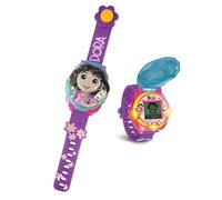 VTech - Reloj Educativo de Dora la Exploradora, Juguetes Electrónicos Niños +3 Años, Voz Original, Esferas LCD, Juegos y Apps en Inglés, Cronómetro, Alarma, Temporizador, Versión ESP