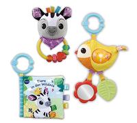 VTech Set de regalo para bebés y amantes de los animales - Juego de juguetes de libro de tela, pájaro cantante y sonajero de cebra, para niños de 0 a 24 meses