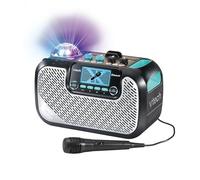 VTech - Super Sound Karaoke, Altavoz Karaoke portátil con micrófono, Bola de Discoteca iluminada giratoria, Bluetooth, Entrada Auriculares, Regalo niños +14 años, Contenido en Español